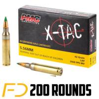 PMC XTac 5.56X45MM 62gr, Green Tip - 200 Rounds (10 boxes of 20 rnds)