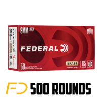 Federal Champion 9MM, 115gr, FMJ - 500 Rounds - Free Shipping