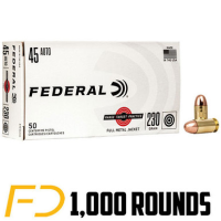 Federal Range and Target .45 ACP, 230gr, FMJ - 1000 Rounds - Free Shipping