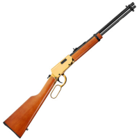 Rossi, Rio Bravo, 22LR, 18" Barrel, 15 Rounds, PVD Gold Receiver, Blued Barrel, Wood Stock, Adjustable Sights, Lever Action