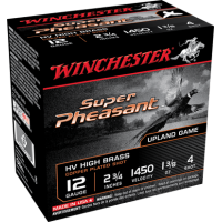 Winchester Super Pheasant HV High Brass 12 GA, 2-3/4in. 1-3/8oz. #4 Shot - 25 Rounds [MPN: X12PHV4]