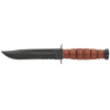 Ka-Bar Short Fixed USMC 5.25 in Combo Blk Blade Leather Hndl Black