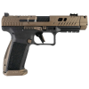 Canik TTI Combat 9mm Luger 18+1, 4.60" Black Nitride Fluted/Ported Barrel, Burnt Bronze Cerakote Optic Cut/Serrated Steel Slide [MPN: HG7854-N]