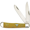 Abkt Cattlemans Cutlery 3.25" - Yellow Handle Trapper 2-blade