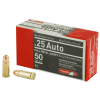 Aguila .25 ACP, 50gr, FMJ RN - 50 Rounds [MPN: 1E252110]
