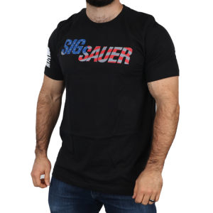 SIG NINE LINE MASKED FLAG LOGO AND MARK - MENS T-SHIRT - BLACK - M - Sig Sauer