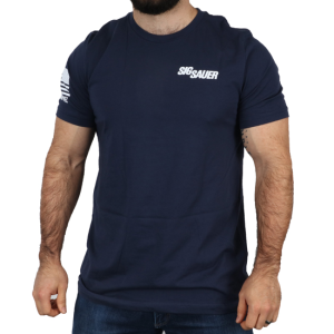 SIG NINE LINE FLAG WHITE MARK - MEN'S TSHIRT - NAVY  BLUE - L - Sig Sauer