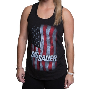 SIG NINE LINE FLAG WOMENS RACER BACK T-SHIRT - BLK - L - Sig Sauer