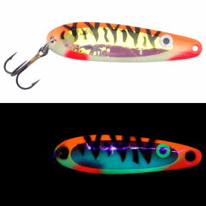 Moonshine Lures RV Jigging Spoon | Tangerine Tiger; 3/4 oz.