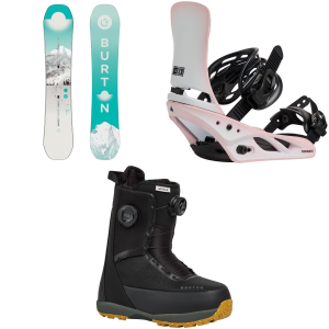 Burton Burton Feelgood Flying V Snowboard 146 Package (146 cm) + M Womens in Pink size 146/M Aluminum 2027