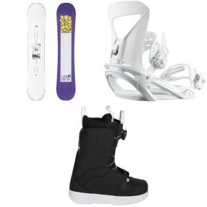 Salomon Salomon Lotus Snowboard 135 Package (135 cm) + M Womens in White size 135/M Rubber 2027