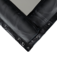 7.7x13 Foot High-Contrast Gray Impact Screen Finished With Black Vinyl Edges and Flaps (Remnant/Clearance)