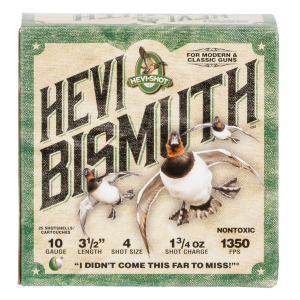 HEVI-Bismuth Waterfowl #4 3-1/2" 1-3/4 oz 10 Gauge Shotgun Ammo - 25 Round Box