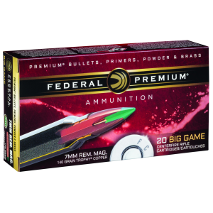 Premium Trophy Copper 140 gr 7mm Remington Magnum Rifle Ammo - 20 Round Box