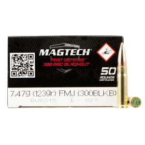 Tactical/Training Full Metal Jacket 123 gr 300 AAC Blackout Rifle Ammo - 50 Round Box