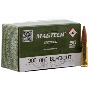 Tactical/Training Hollow Point Flat Base 115 gr 300 AAC Blackout Rifle Ammo - 50 Round Box