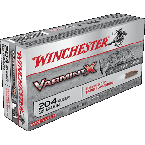 Varmint X Polymer Tip Rapid Expansion 32 gr 204 Ruger Rifle Ammo - 20 Round Box