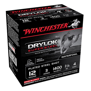 Drylok Super Steel Magnum #4 3" 12 Gauge Shotgun Ammo - 25 Round Box