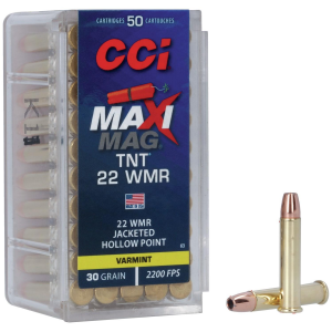 Maxi-Mag TNT Jacketed Hollow Point 22 WMR Rimfire Ammo - 50 Round Box