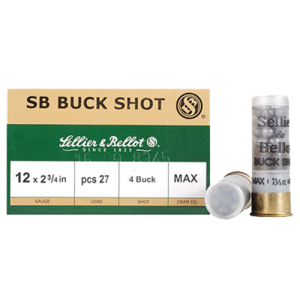 Hunting 4 Buck 2-3/4" 27 Pellet 12 Gauge Shotgun Ammo - 25 Round Box Hunting 4 Buck 2-3/4" 27 Pellet 12 Gauge Shotgun Ammo - 25 Round Box