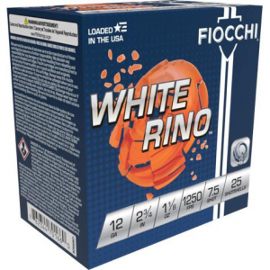 White Rino #7.5 2-3/4" 1-1/8 oz 12 Gauge Shotgun Ammo - 25 Round Box