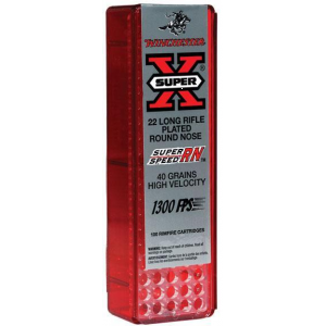 Super-X Super Speed Round Nose 40 gr 22 Long Rifle Rimfire Ammo - 100 Round Box