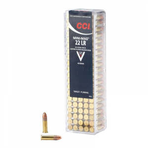 Mini-Mag High Velocity Copper-Plated Round Nose 40gr 22 Long Rifle Rimfire Ammo - 100 Round Box