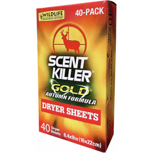 Scent Killer Gold Dryer Sheets Autumn Formula Scent Eliminator - 40 Pack