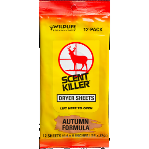 Scent Killer Dryer Sheets Autumn Formula Scent Eliminator - 12 Pack