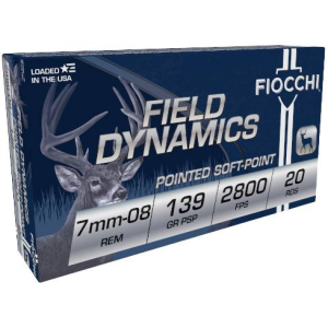 Field Dynamics Big Game, 7mm-08 Rem, 139 Grain, Pointed Soft Point, 2800 fps