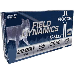 Field Dynamics Varmint, 22-250 Rem, 55 Grain, Hornady(R) V-Max(R), 3650 fps
