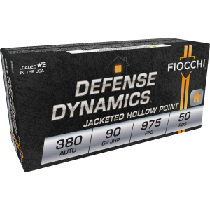 Defense Dynamics, 380 Auto, 90 Grain, Jacketed Hollow Point, 975 fps