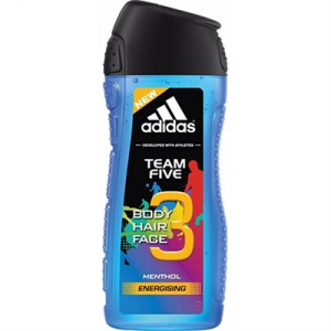 Adidas Team Five Energising 3 In 1 Body, Hair, & Face Shower Gel for Men 8.4oz / 250ml -  mf-aditfivenew84sg