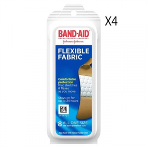 Johnson & Johnson Band Aid Flexible Fabric All One Size 8 Count 4 Packs -  M004754x4