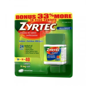 Zyrtec Indoor And Outdoor Allergy Relief 24HR 40 Tablets -  M20446