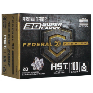 Federal Personal Defense HST Handgun Ammunition .30 SC 100 gr JHP 1250 fps 20/ct