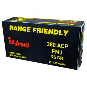 Tula Ammo Zinc Coated Steel Case Handgun Ammunition .380 ACP 95gr FMJ 1000/ct Case (20-50/ct Boxes)