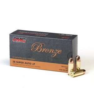 PMC Bronze Handgun Ammunition .38 Super +P130 gr FMJ 1100 fps 50/box