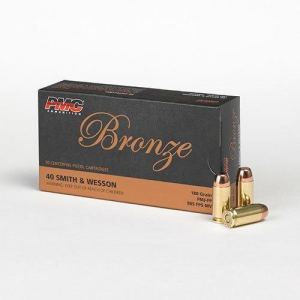 PMC Bronze 40 S&W Handgun Ammunition 180 gr FMJ 985 fps 50/box