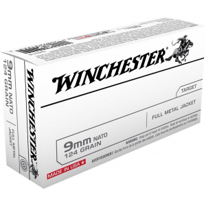 Winchester NATO Handgun Ammunition 9mm Luger 124 gr FMJ  50/box