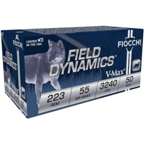 Fiocchi Field Dynamics Rifle Ammunition .223 Rem 55 gr VMAX 3240 fps 50/ct