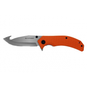 Sarge Knives Adrenaline Spring Assist Folding Knife 3-1/2" Gut Hook Blade Orange