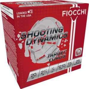 Fiocchi Shooting Dynamics Shotshells  20ga 2-3/4in 7/8 oz #7.5 1210 fps 25/ct