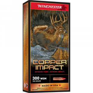 Winchester Copper Impact Rifle Ammunition 300 WSM 150gr BT 3200 fps 20/ct