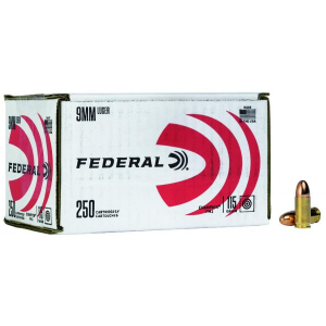 Federal Champion Training Handgun Ammuntion 9mm Luger 115 gr FMJ 1125fps 250/ct (Bulk)