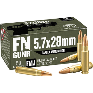 FN GUNR Target Handgun Ammunition 5.7x28mm 40 gr FMJ 2040 fps 50/ct