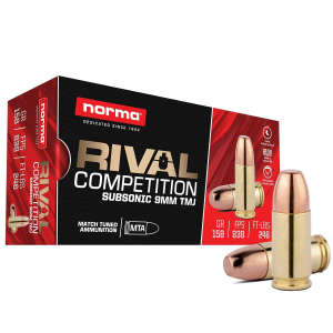 Norma Range & Training Rifle Ammunition 9mm Luger 158gr TMJ 50/ct