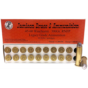 Jamison Brass & Ammo Centerfire Rifle Ammunition .45-60 Win 300 gr RNFP 1200 fps 20