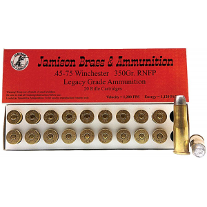 Jamison Brass & Ammo Centerfire Rifle Ammunition .45-75 Win 350 gr RNFP 1200 fps 20