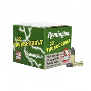 Remington .22 Thunderbolt Rimfire Ammunition .22 LR 40 gr RN 1255 fps 500/ct